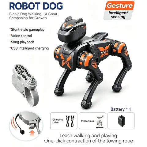 Smart Interactive Robot Dog – Voice Control, Remote Control & Programmable Tricks