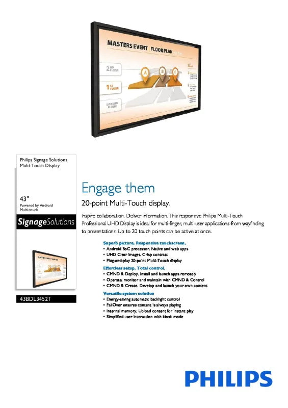 43BDL3452T - 43" Multi Touch Display